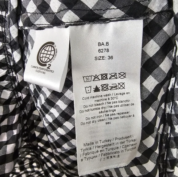 Ganni Searsucker Midi Dress Black White Plaid Check New With Tags Size 36 US 6 - Picture 7 of 10